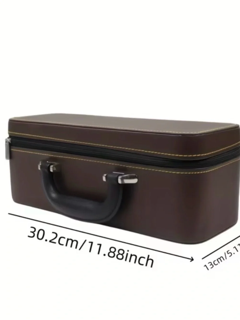Brown Vintage-Style Hard Case for Bangle Jade Travel Box with Black Handle